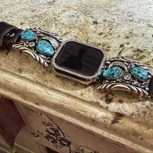 Apple Accessories - Gorgeous Native American Apple Watchband/SS/kingman Turquoise